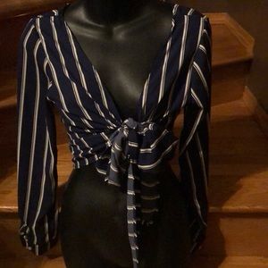 Navy striped blouse